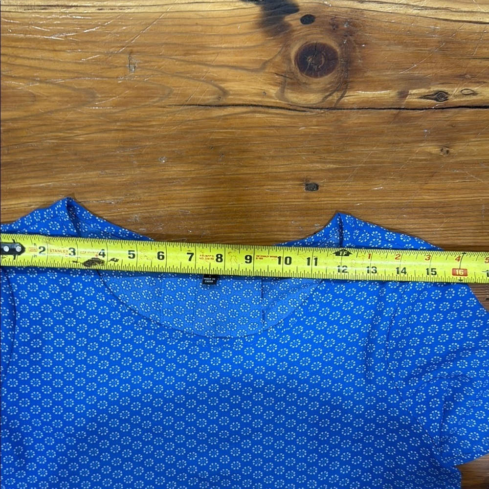 Premise Blue Relaxed Short Sleeve Patterned Blouse Size Small - Picture 5 of 7